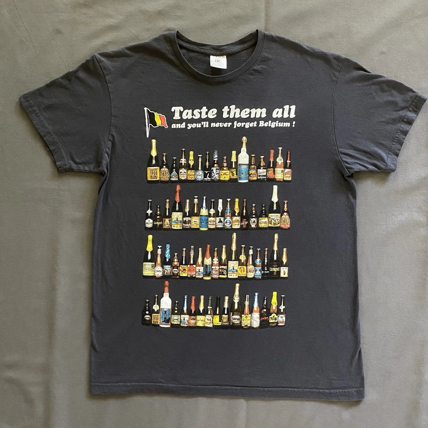 Beer Of Belgium Mens Large Gray Taste Them All - Adult & Kids T-Shirts, Sweatshirts & Hoodies apparel design preview 1