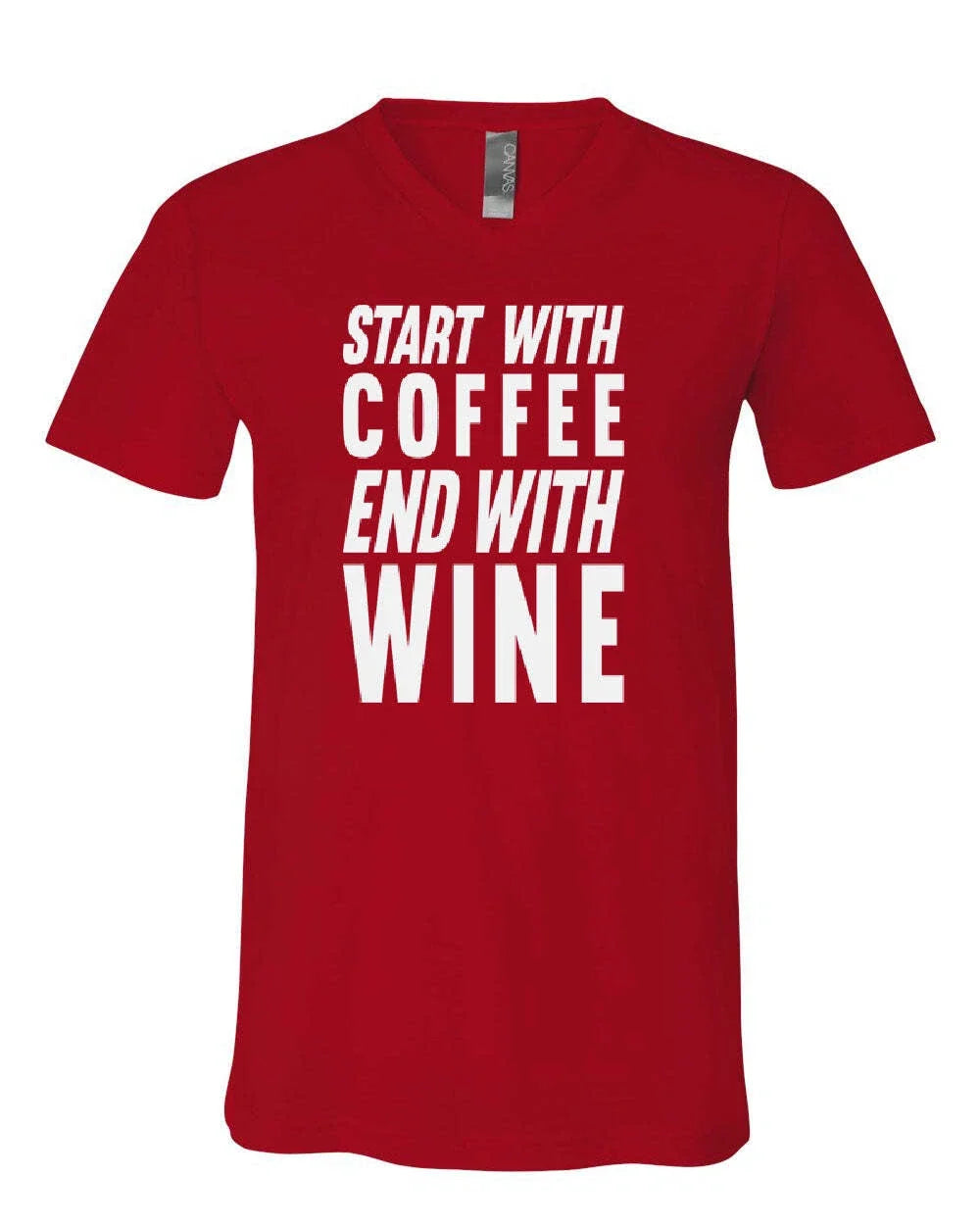 Start With Coffee End Wine V-Neck Drinking Daily - Adult & Kids T-Shirts, Sweatshirts & Hoodies apparel design preview 1