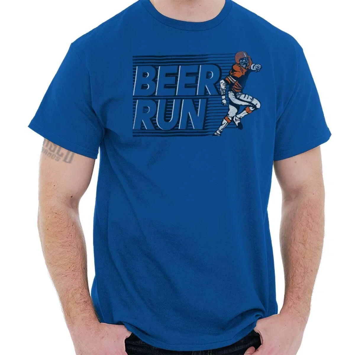 Funny Football Fan Drinking Beer Run Humor Mens - Adult & Kids T-Shirts, Sweatshirts & Hoodies apparel design preview 1