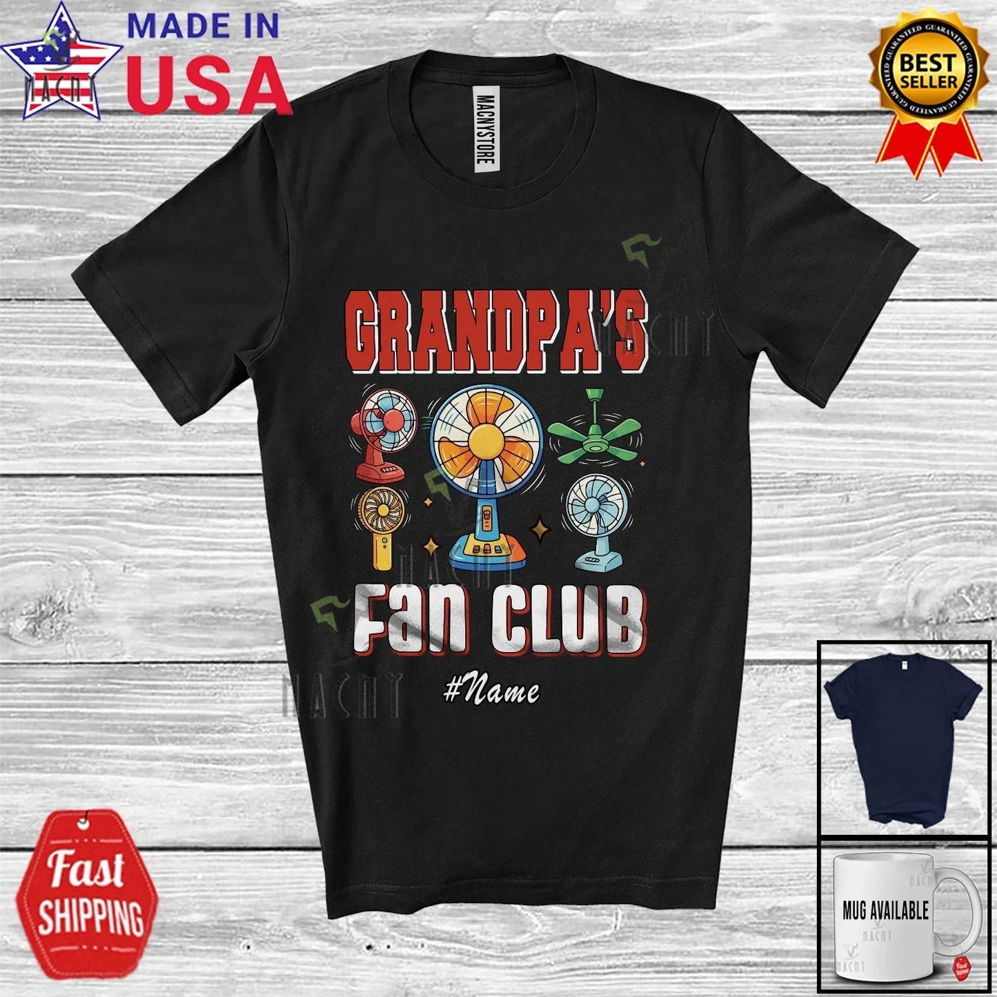 Custom Name Grandpa's Fan; Father's Day Electrician - Adult & Kids T-Shirts, Sweatshirts & Hoodies apparel design preview 1