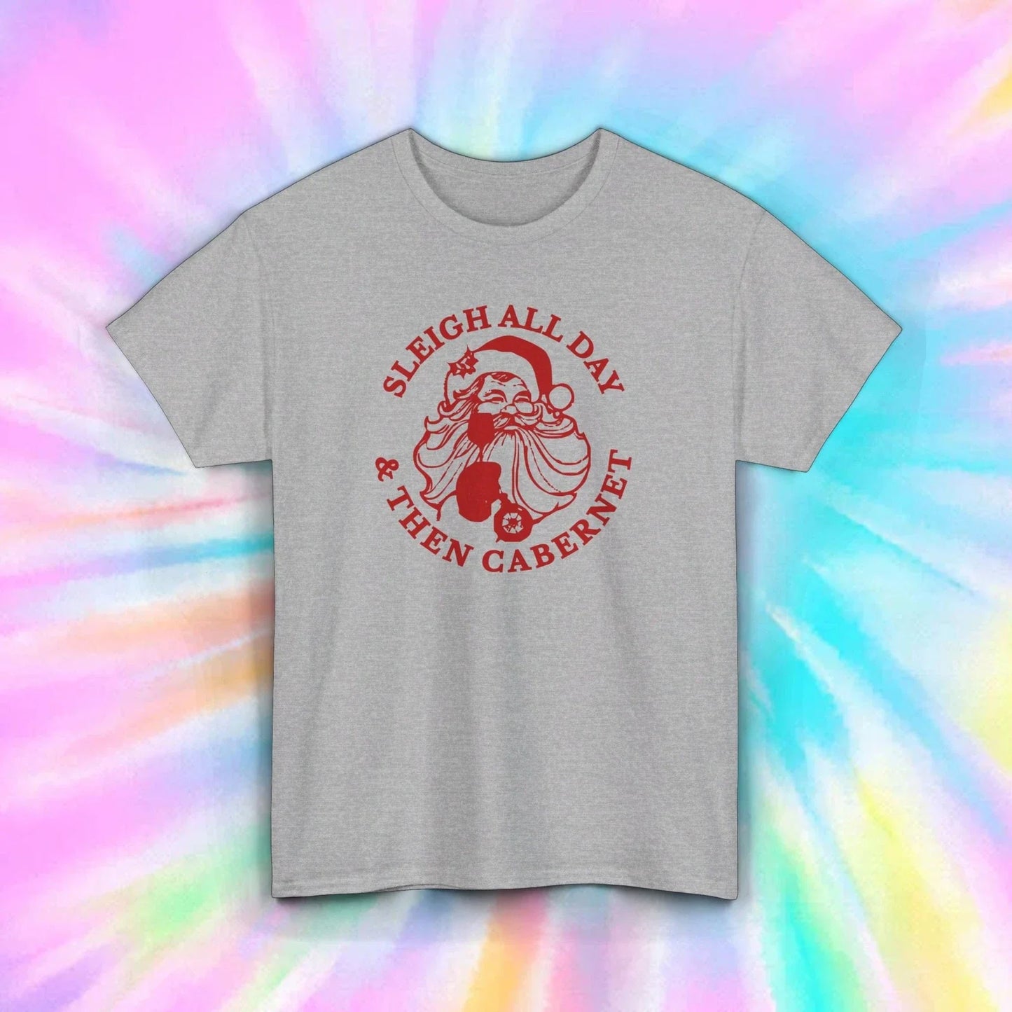 Sleigh All Day Cabernet Funny Christmas Wine Santa - Adult & Kids T-Shirts, Sweatshirts & Hoodies apparel design preview 1