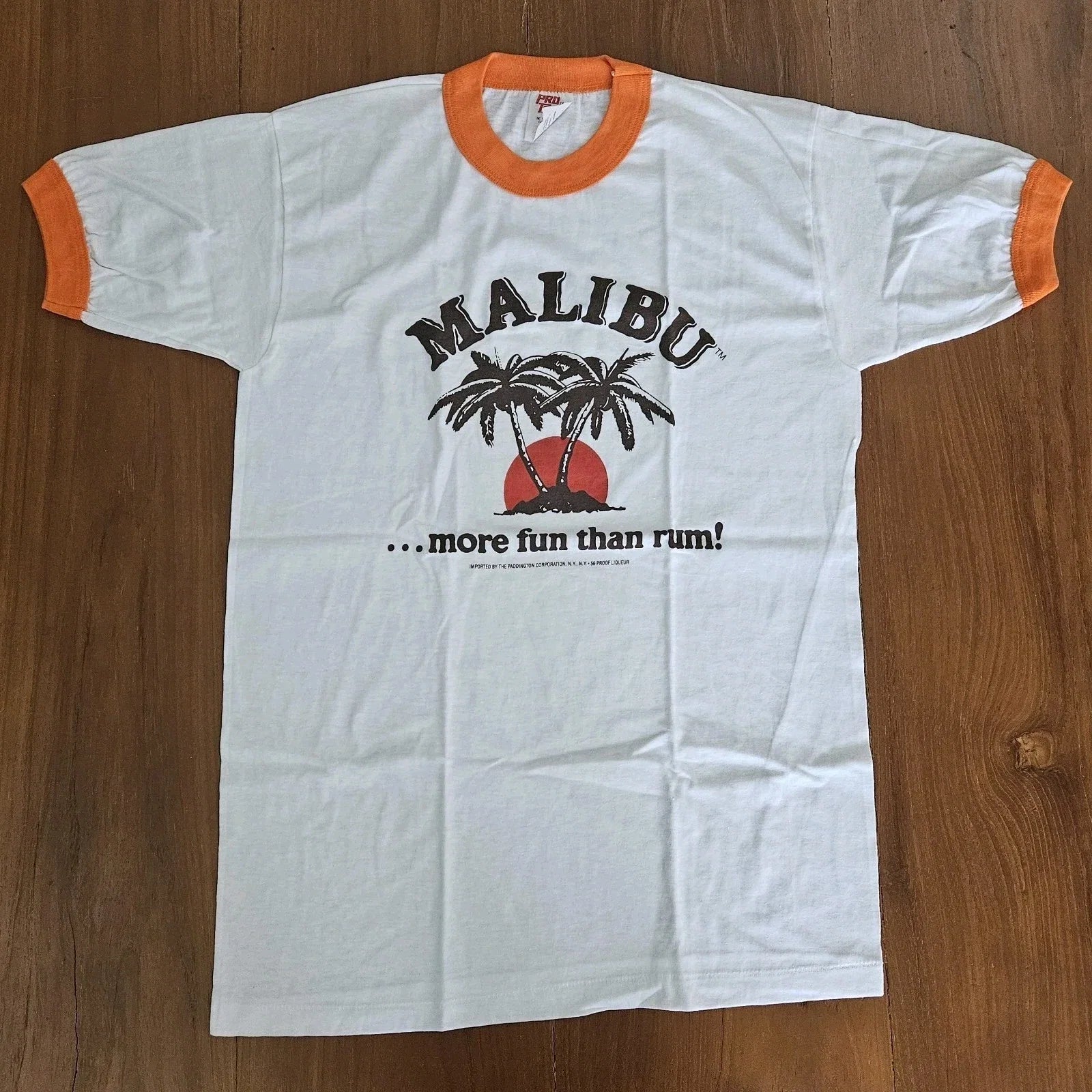 Rare Medium 80s Vintage Malibu Rum Ringer Alcohol - Adult & Kids T-Shirts, Sweatshirts & Hoodies apparel design preview 1