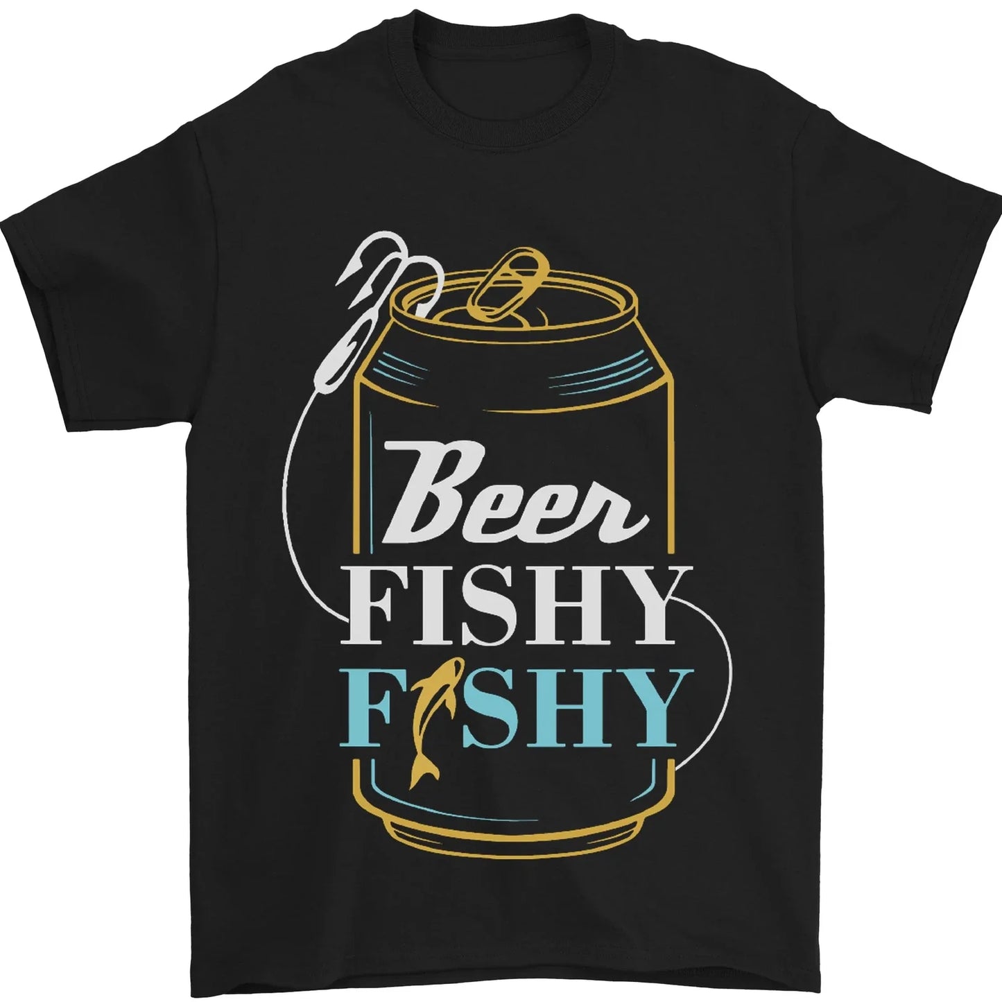 Fishing Beer Here Fishy Fisherman Funny Mens 100% - Adult & Kids T-Shirts, Sweatshirts & Hoodies apparel design preview 1