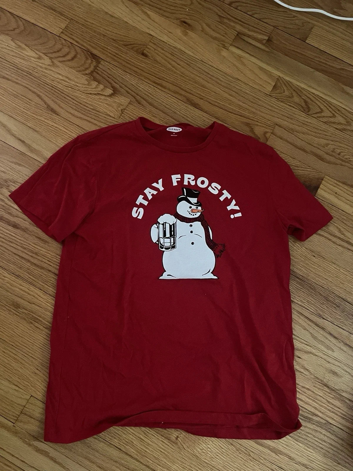 Old Navy Medium Red Stay Frosty Snowman Beer Graphic - Adult & Kids T-Shirts, Sweatshirts & Hoodies apparel design preview 1