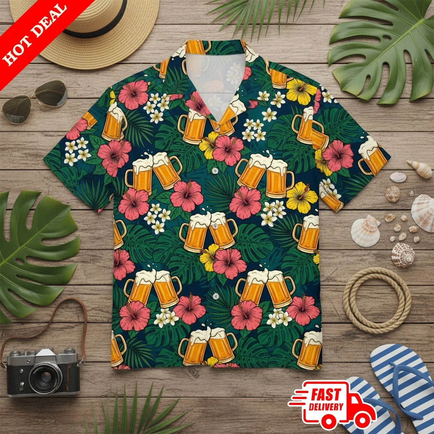 Men's Tropical Beer Garden Hawaiian Cheers Mug - Adult & Kids T-Shirts, Sweatshirts & Hoodies apparel design preview 1