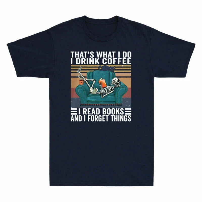 That's I Read Men Coffee What Skull Do Vintage Books - Adult & Kids T-Shirts, Sweatshirts & Hoodies apparel design preview 1