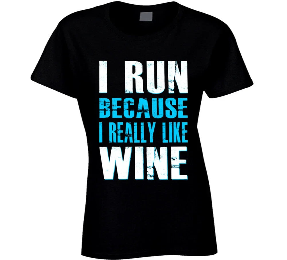 I Run Because Really Like Wine Gym Workout Blue - Adult & Kids T-Shirts, Sweatshirts & Hoodies apparel design preview 1