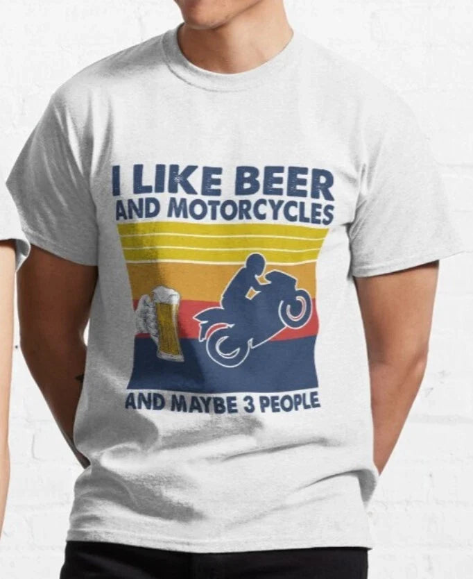 I Like Beer And Motorcycles Maybe 3 People Funny - Adult & Kids T-Shirts, Sweatshirts & Hoodies apparel design preview 1