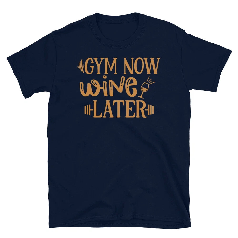 Gym Now Wine Later Novelty Fitnes Workout - Adult & Kids T-Shirts, Sweatshirts & Hoodies apparel design preview 1