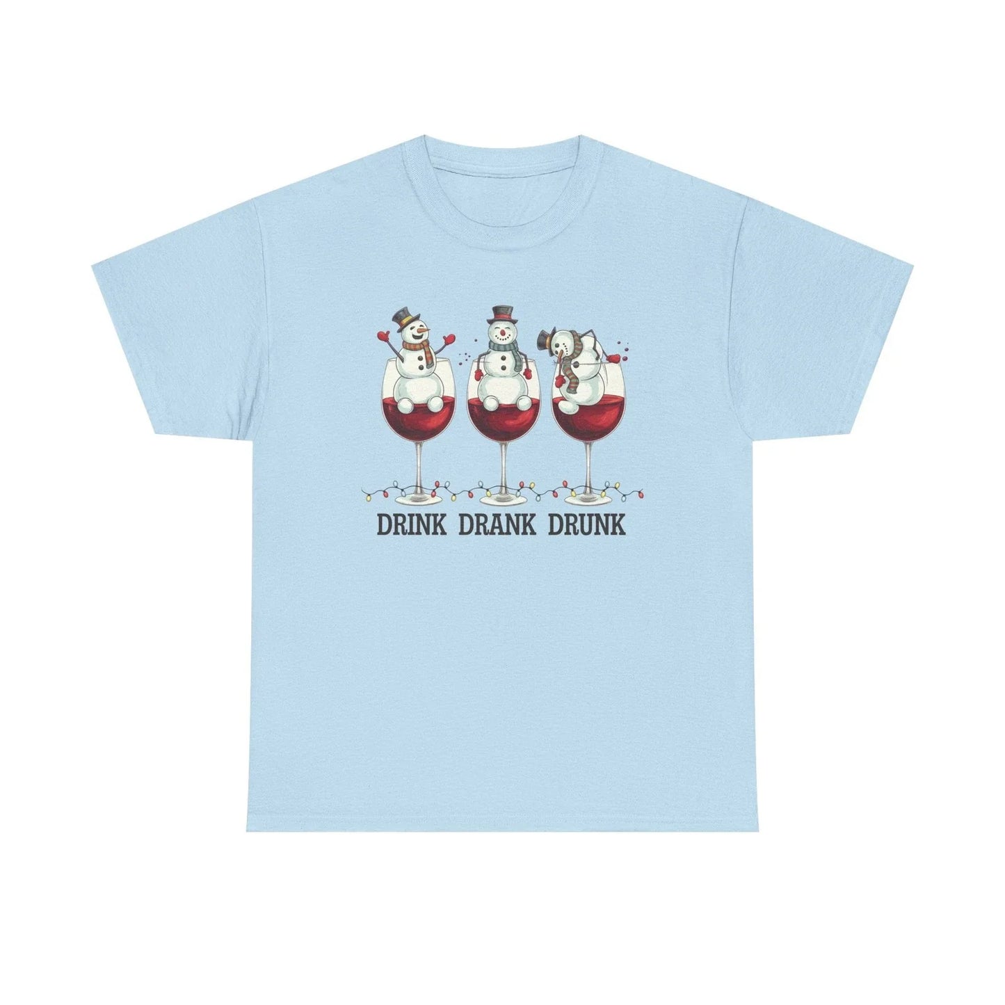 Drink Drank Drunk Christmas Funny Wine Snowman - Adult & Kids T-Shirts, Sweatshirts & Hoodies apparel design preview 1