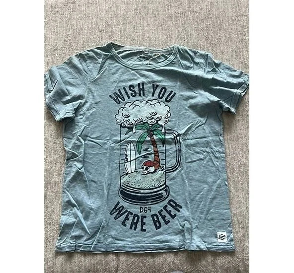WISH YOU WERE BEER, BLUE, SKULL AND PALM TREE, MUG - Adult & Kids T-Shirts, Sweatshirts & Hoodies apparel design preview 1