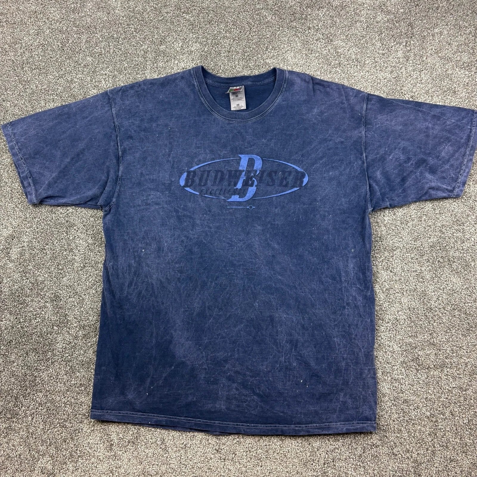 Vintage Budweiser Beer Mens XL Navy Blue Acid Wash - Adult & Kids T-Shirts, Sweatshirts & Hoodies apparel design preview 1