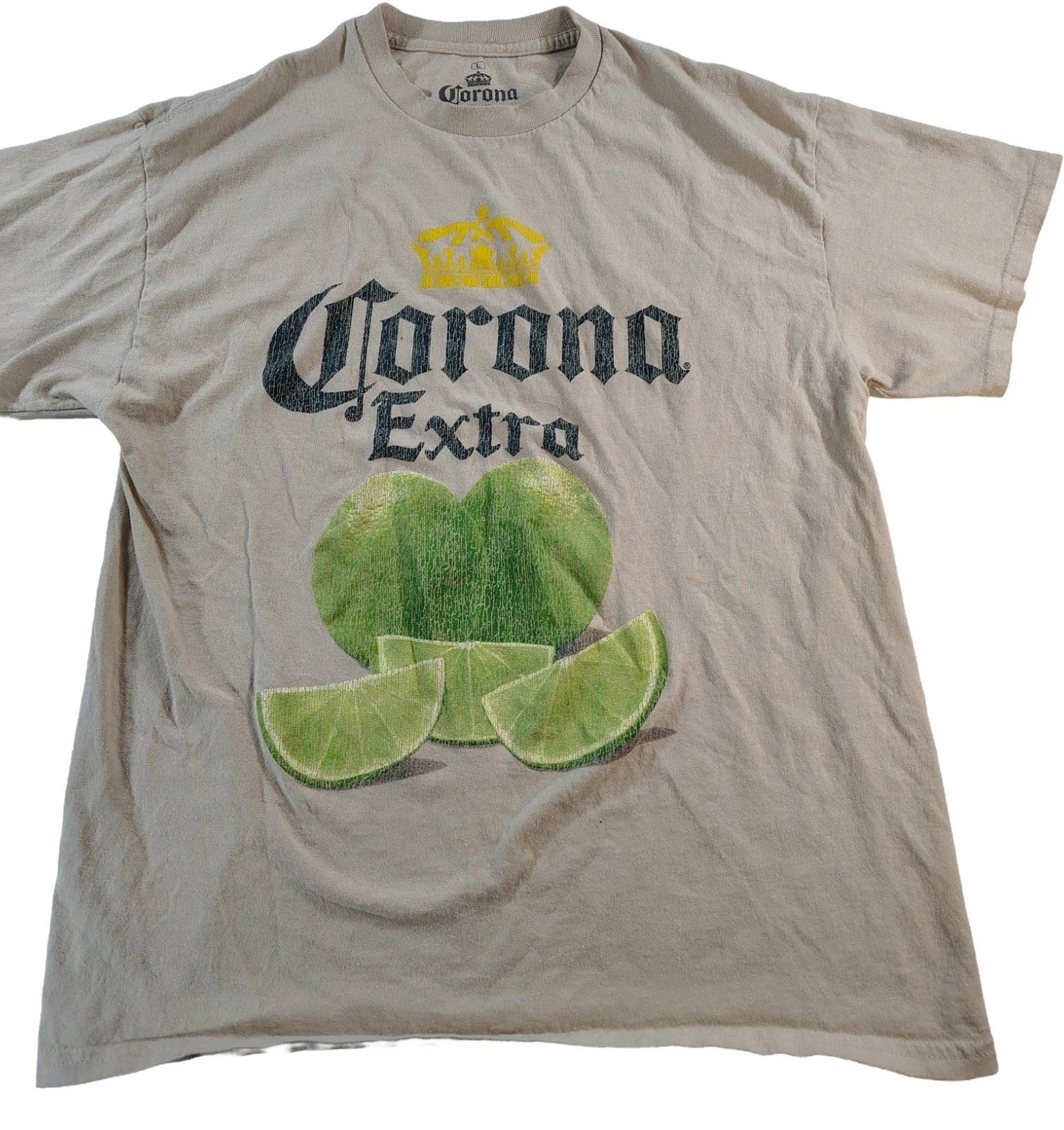 Men's Large Beige Short Sleeve Corona Extra With Lime - Adult & Kids T-Shirts, Sweatshirts & Hoodies apparel design preview 1