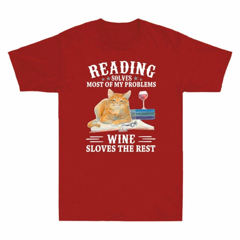 Cat Reading Solves Most Of My Problems Wine The Rest - Adult & Kids T-Shirts, Sweatshirts & Hoodies apparel design preview 1