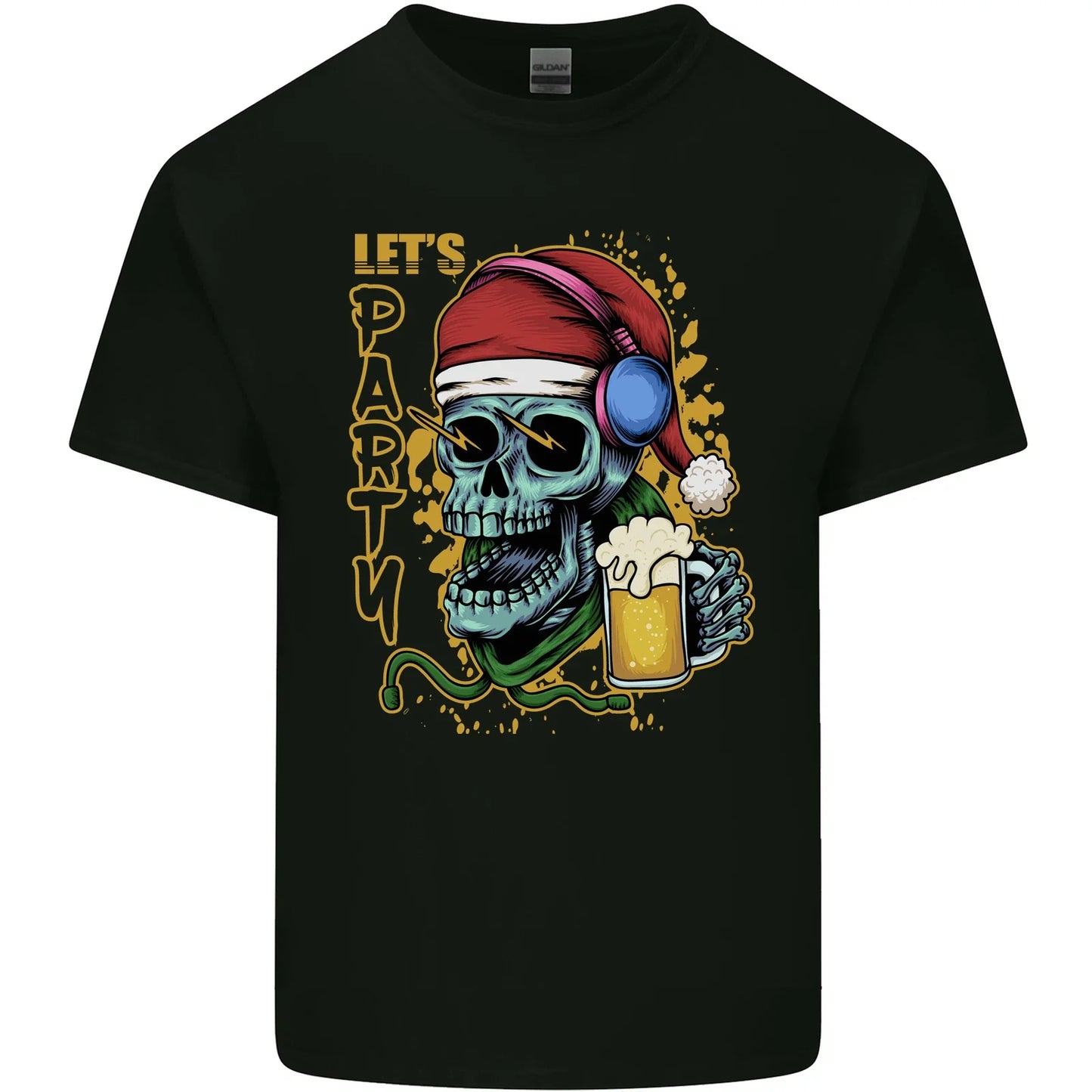 Christmas Party Skull Drinking Beer Alcohol Mens - Adult & Kids T-Shirts, Sweatshirts & Hoodies apparel design preview 1