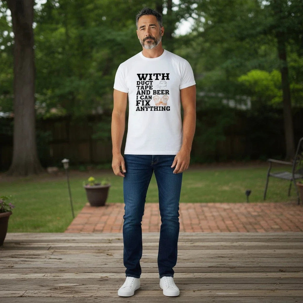 NWT With Duct Tape Beer I Can Fix Anything Men's - Adult & Kids T-Shirts, Sweatshirts & Hoodies apparel design preview 1