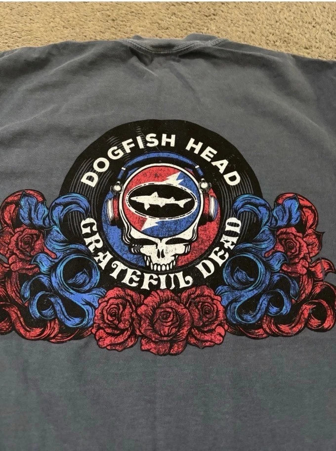Dogfish Head Brewery x Grateful Dead Mens Medium Gray - Adult & Kids T-Shirts, Sweatshirts & Hoodies apparel design preview 1