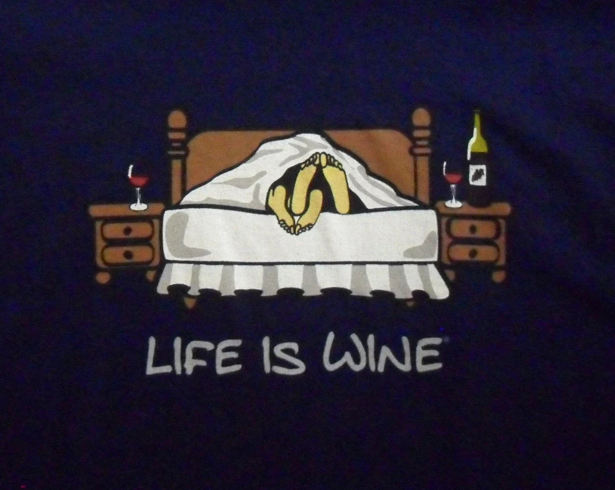 WINE IN BED Life Is by The Mountain New - Adult & Kids T-Shirts, Sweatshirts & Hoodies apparel design preview 1