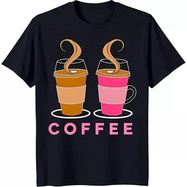 Vibrant Coffee Cups Graphic Fun Pink Design S-3XL - Adult & Kids T-Shirts, Sweatshirts & Hoodies apparel design preview 1