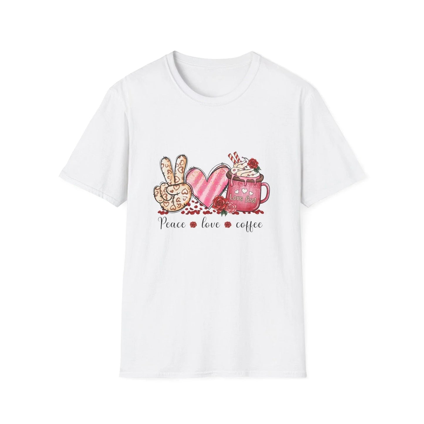 Peace Love Coffee Lover Unisex Softstyle - Adult & Kids T-Shirts, Sweatshirts & Hoodies apparel design preview 1