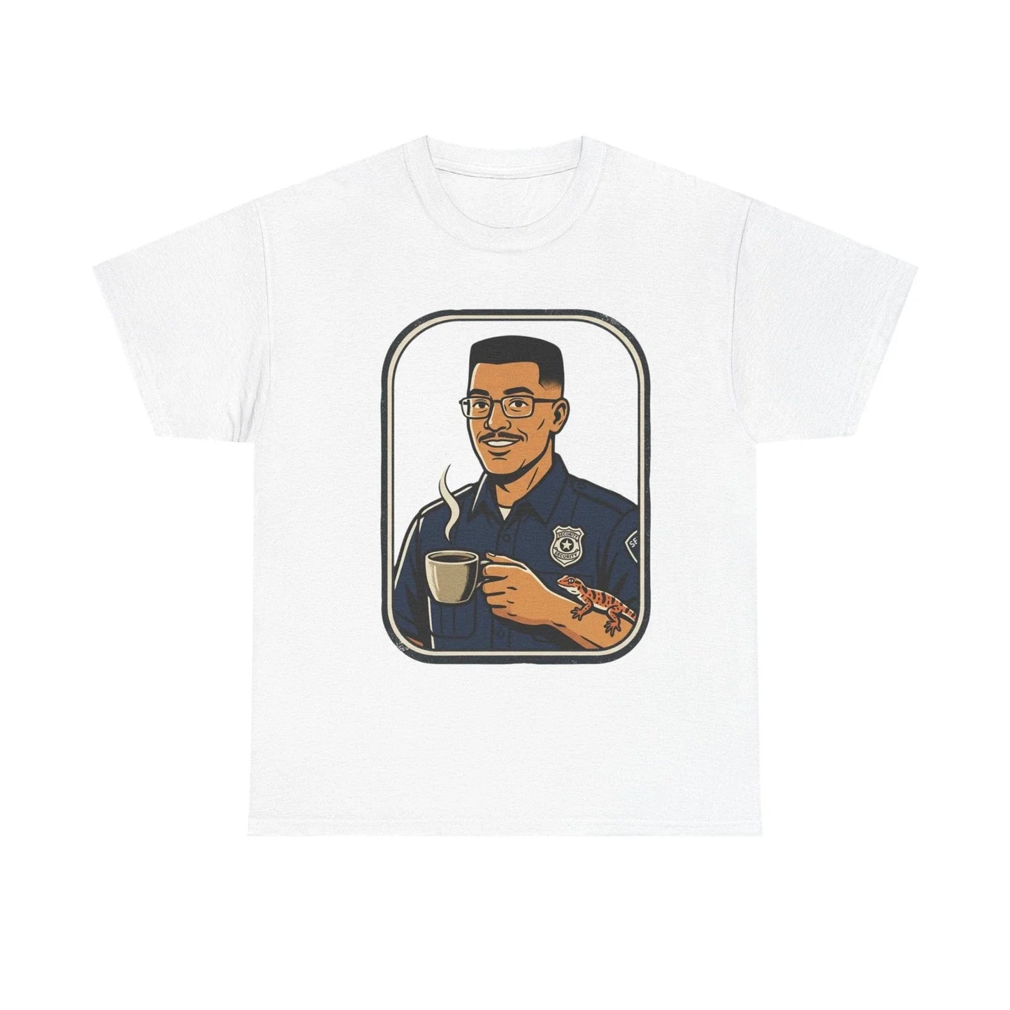 Coffee Cop Police Officer Illustration, Smiling Badge - Adult & Kids T-Shirts, Sweatshirts & Hoodies apparel design preview 1