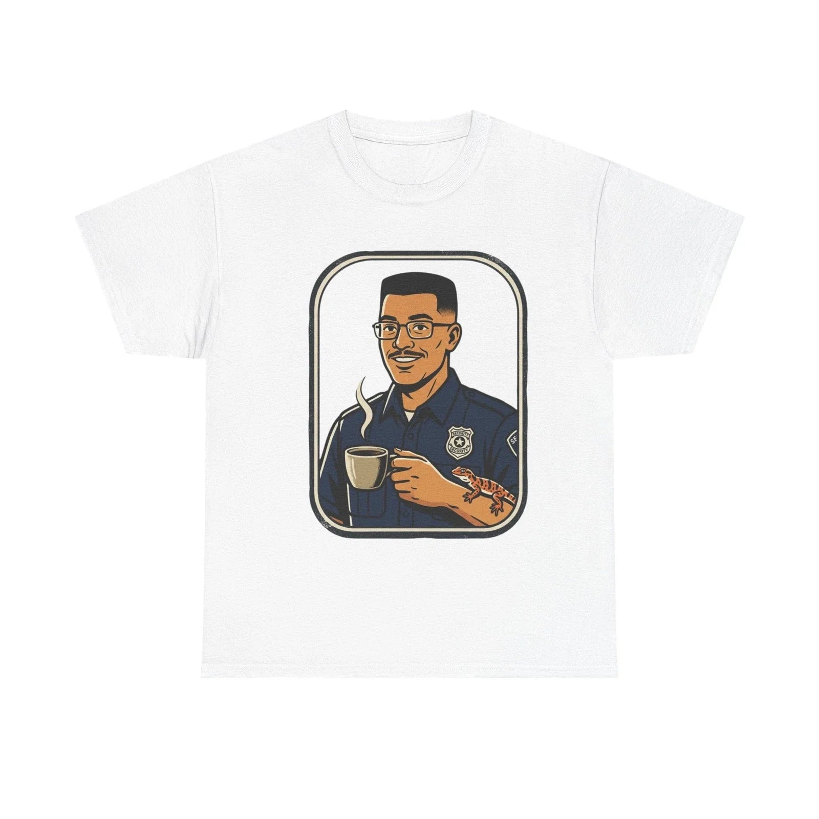 Coffee Cop Police Officer Illustration, Smiling Badge - Adult & Kids T-Shirts, Sweatshirts & Hoodies apparel design preview 1