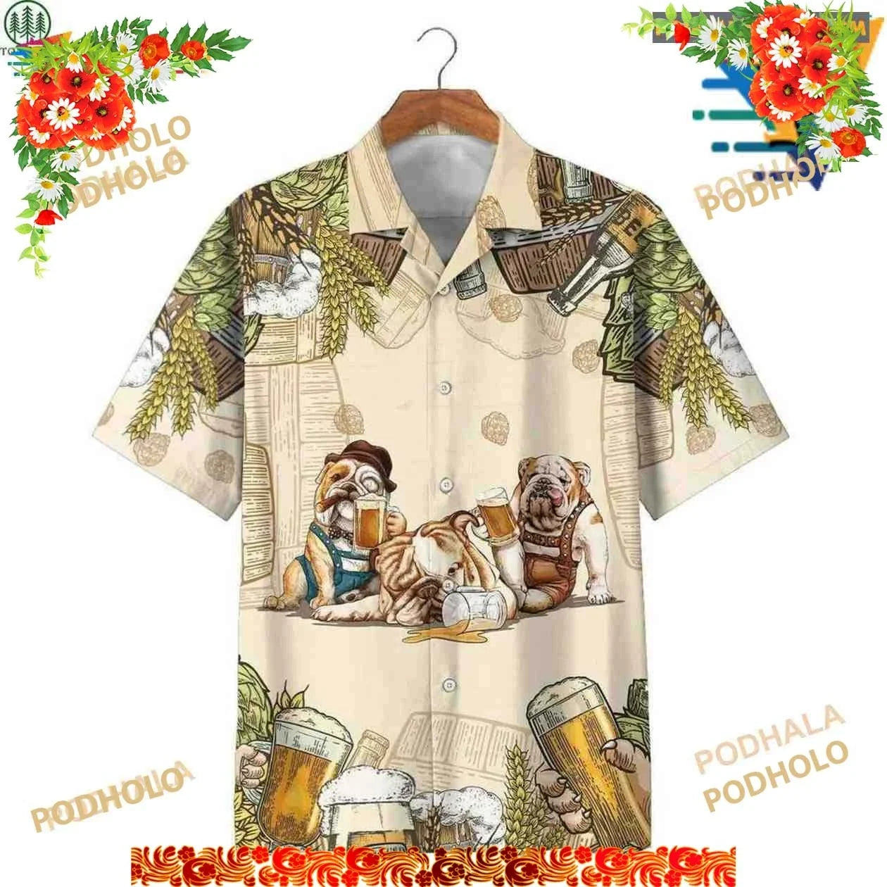 Bulldog Family Beer Hawaiian - Adult & Kids T-Shirts, Sweatshirts & Hoodies apparel design preview 1