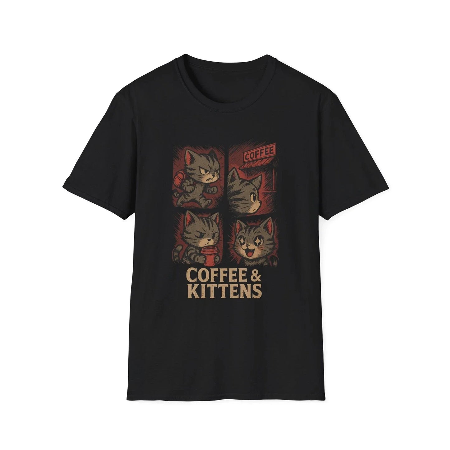 Cute Coffee Kitten - Adult & Kids T-Shirts, Sweatshirts & Hoodies apparel design preview 1