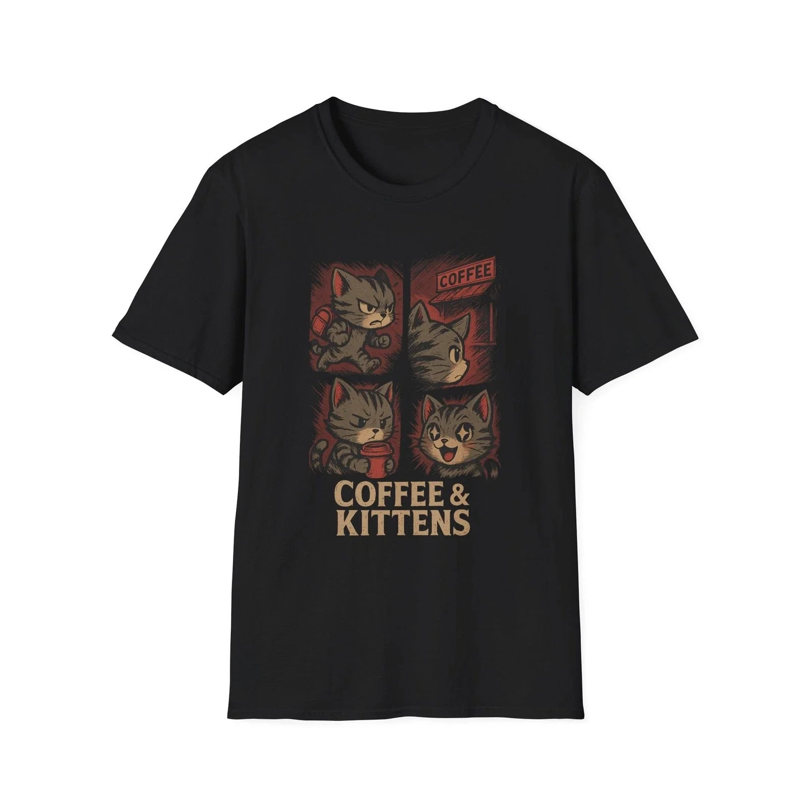 Cute Coffee Kitten - Adult & Kids T-Shirts, Sweatshirts & Hoodies apparel design preview 1