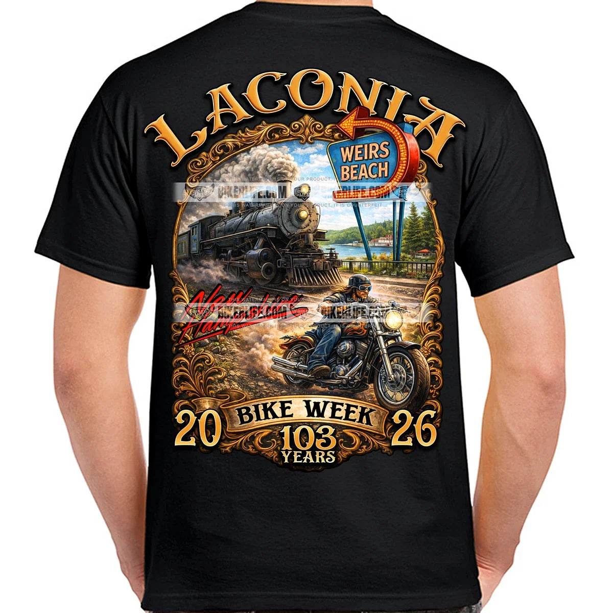 2026 Laconia Motorcycle Week Train Race No Harley - Adult & Kids T-Shirts, Sweatshirts & Hoodies apparel design preview 1