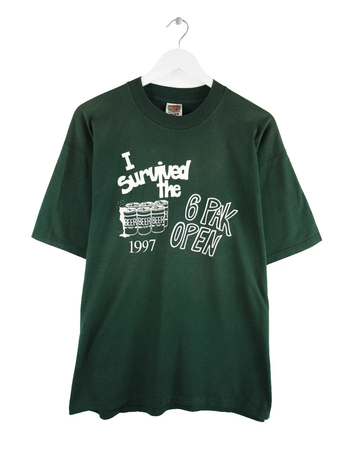 Fruit of the Loom 1997 Vintage Funny Beer Print Green - Adult & Kids T-Shirts, Sweatshirts & Hoodies apparel design preview 1