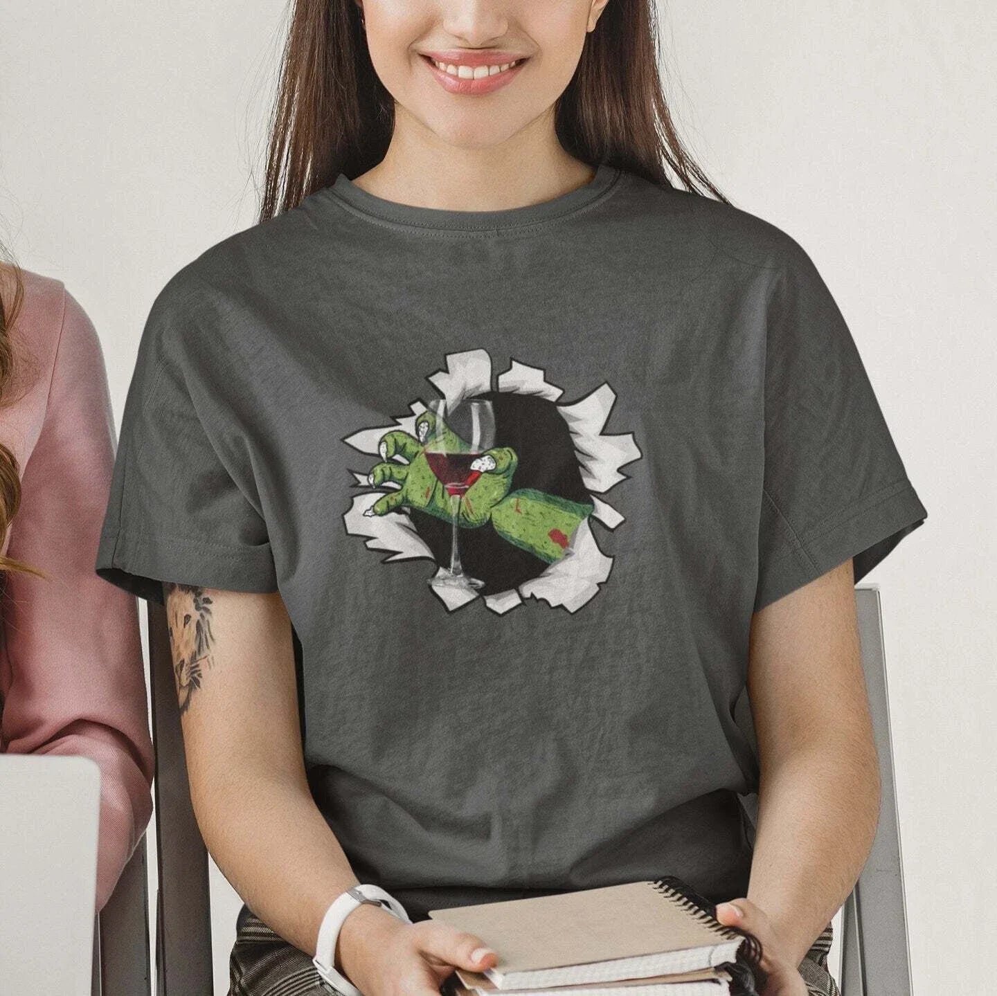 Red Wine Halloween Zombie - Adult & Kids T-Shirts, Sweatshirts & Hoodies apparel design preview 1