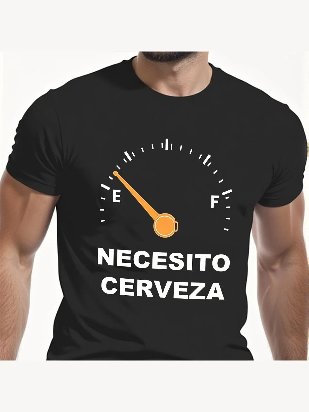 Funny Necesito Cerveza Fuel Gauge Graphic Spanish - Adult & Kids T-Shirts, Sweatshirts & Hoodies apparel design preview 1