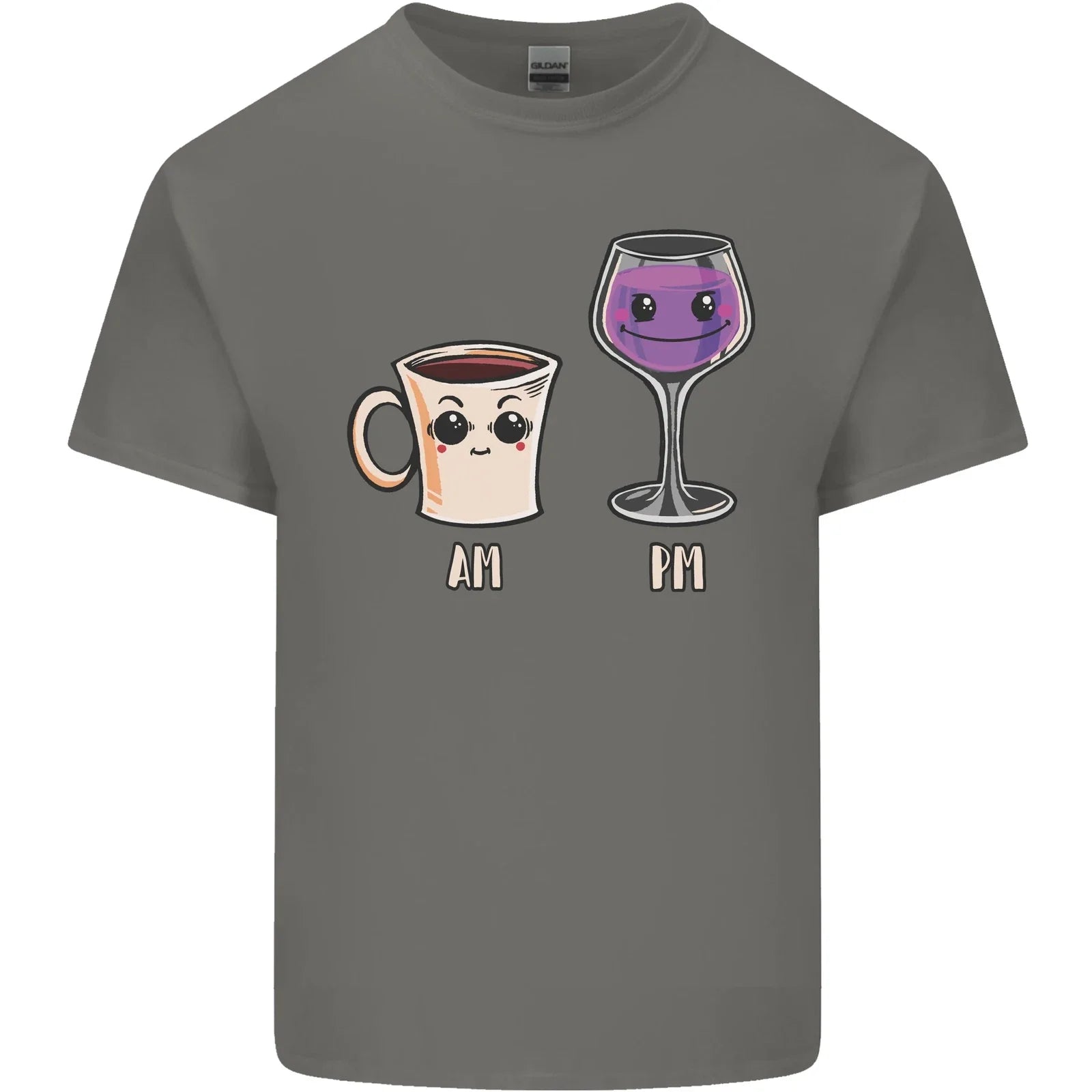 Coffee am Wine pm Funny Alcohol Prosecco Mens Cotton - Adult & Kids T-Shirts, Sweatshirts & Hoodies apparel design preview 1