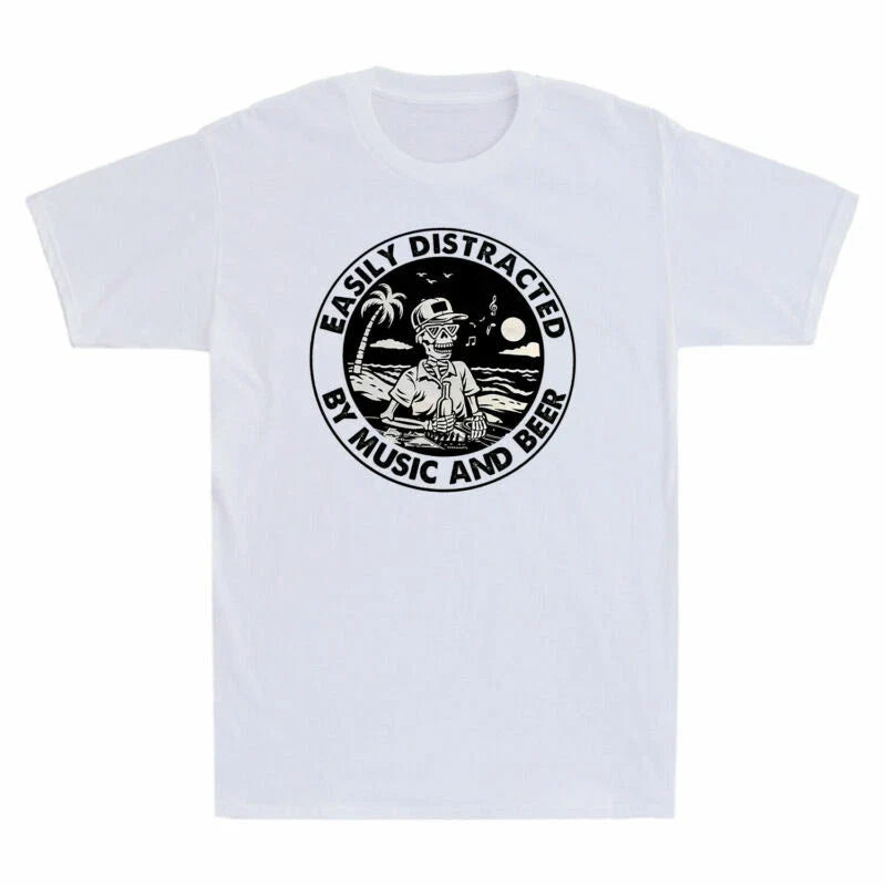 Easily Distracted Men's DJ Skeleton Music Funny And - Adult & Kids T-Shirts, Sweatshirts & Hoodies apparel design preview 1