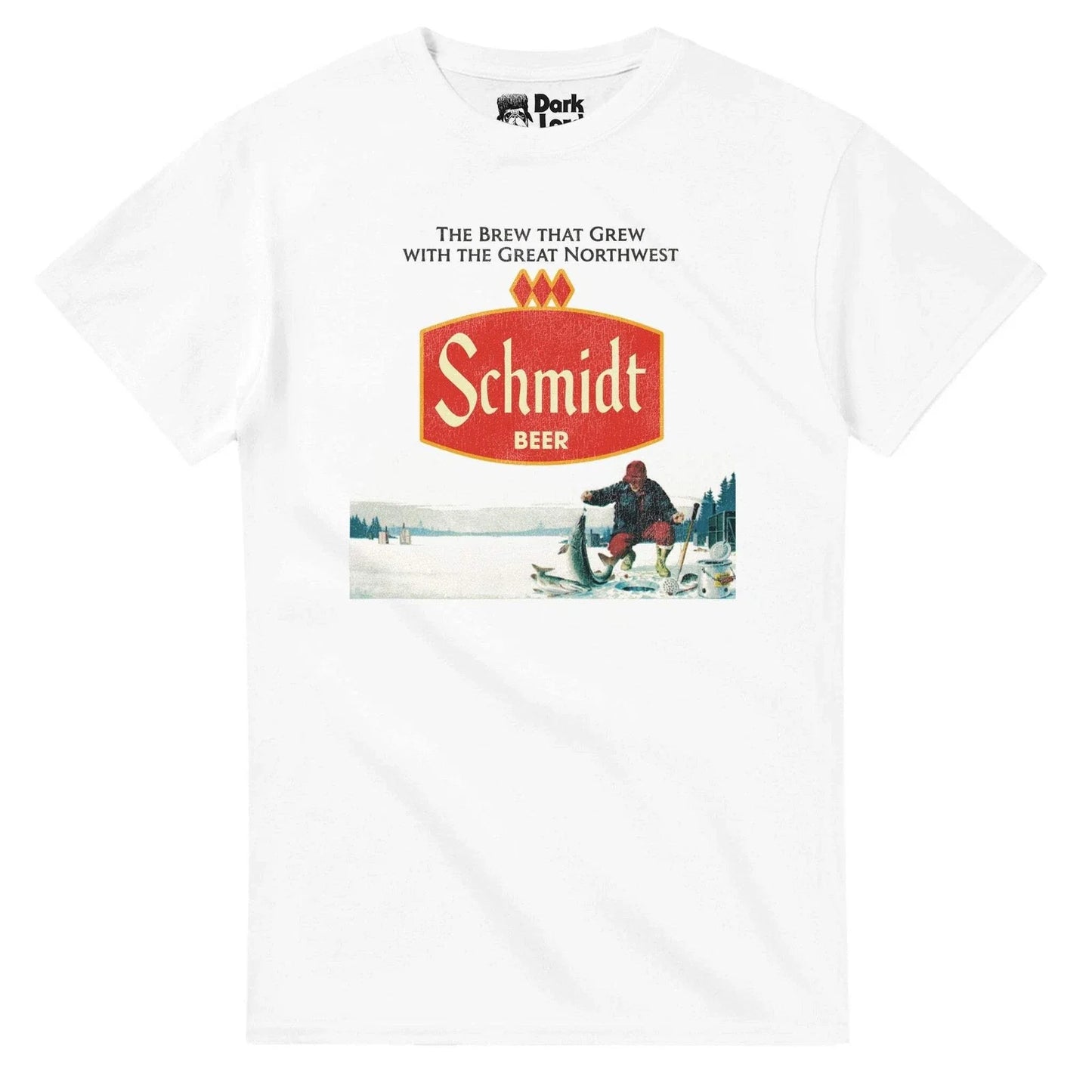 Schmidt Beer Retro Defunct Ice Fishing Nature Scene - Adult & Kids T-Shirts, Sweatshirts & Hoodies apparel design preview 1