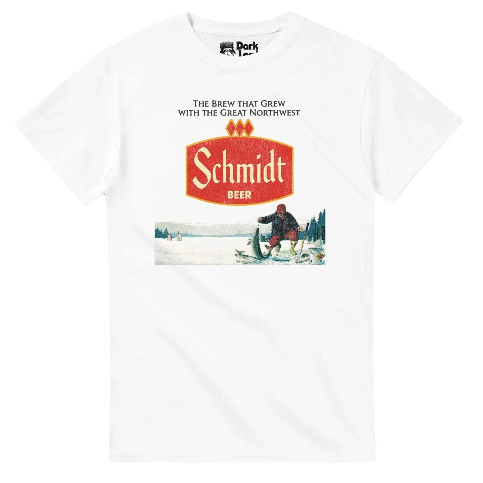 Schmidt Beer Retro Defunct Ice Fishing Nature Scene - Adult & Kids T-Shirts, Sweatshirts & Hoodies apparel design preview 1