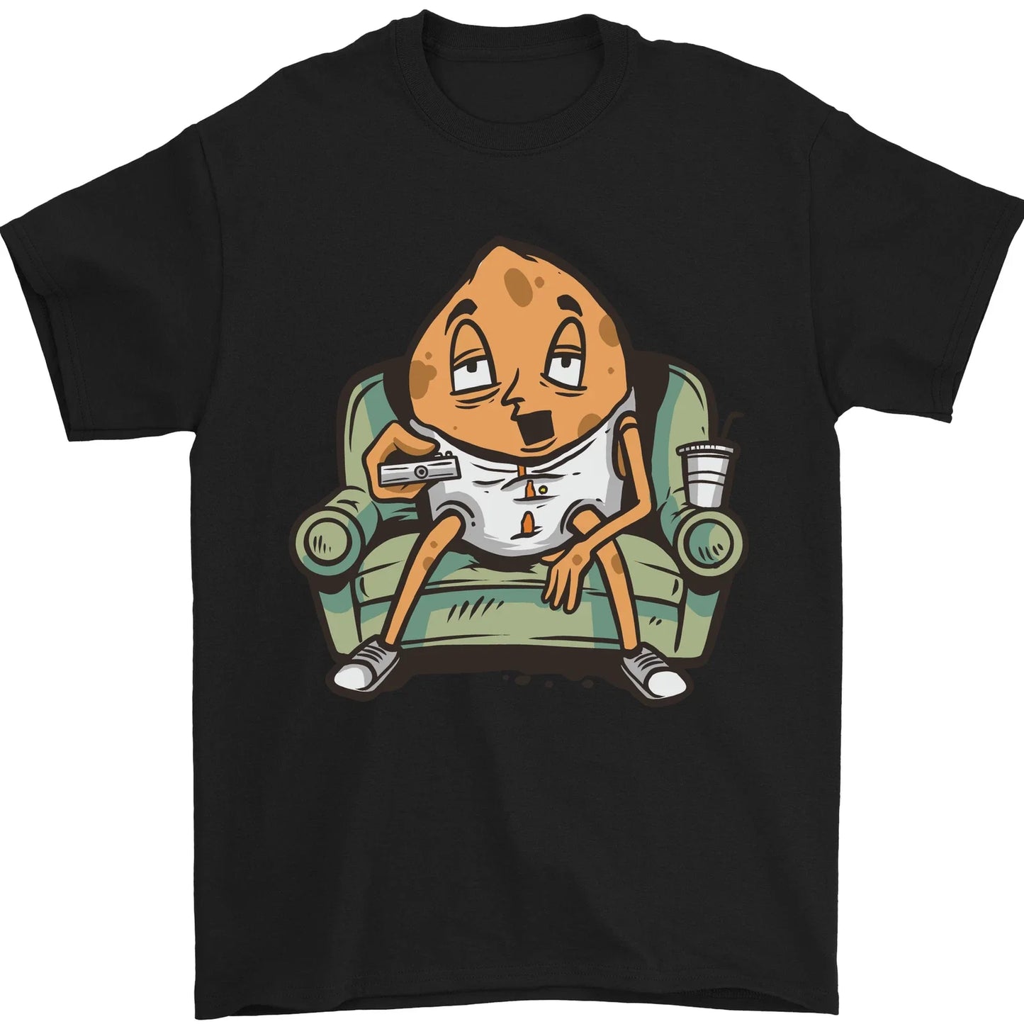 Funny Lazy Couch Potato Watching TV Mens 100% Cotton - Adult & Kids T-Shirts, Sweatshirts & Hoodies apparel design preview 1