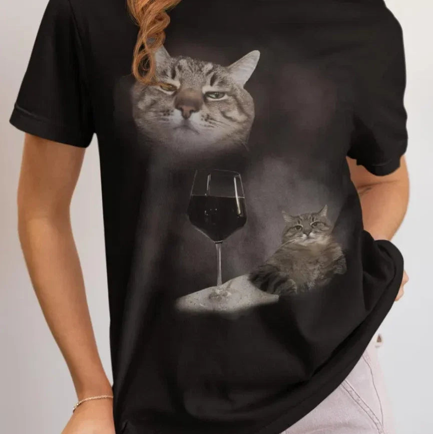 Funny Wine Cat Dank Meme Unhinged Clothes, Silly Cats - Adult & Kids T-Shirts, Sweatshirts & Hoodies apparel design preview 1