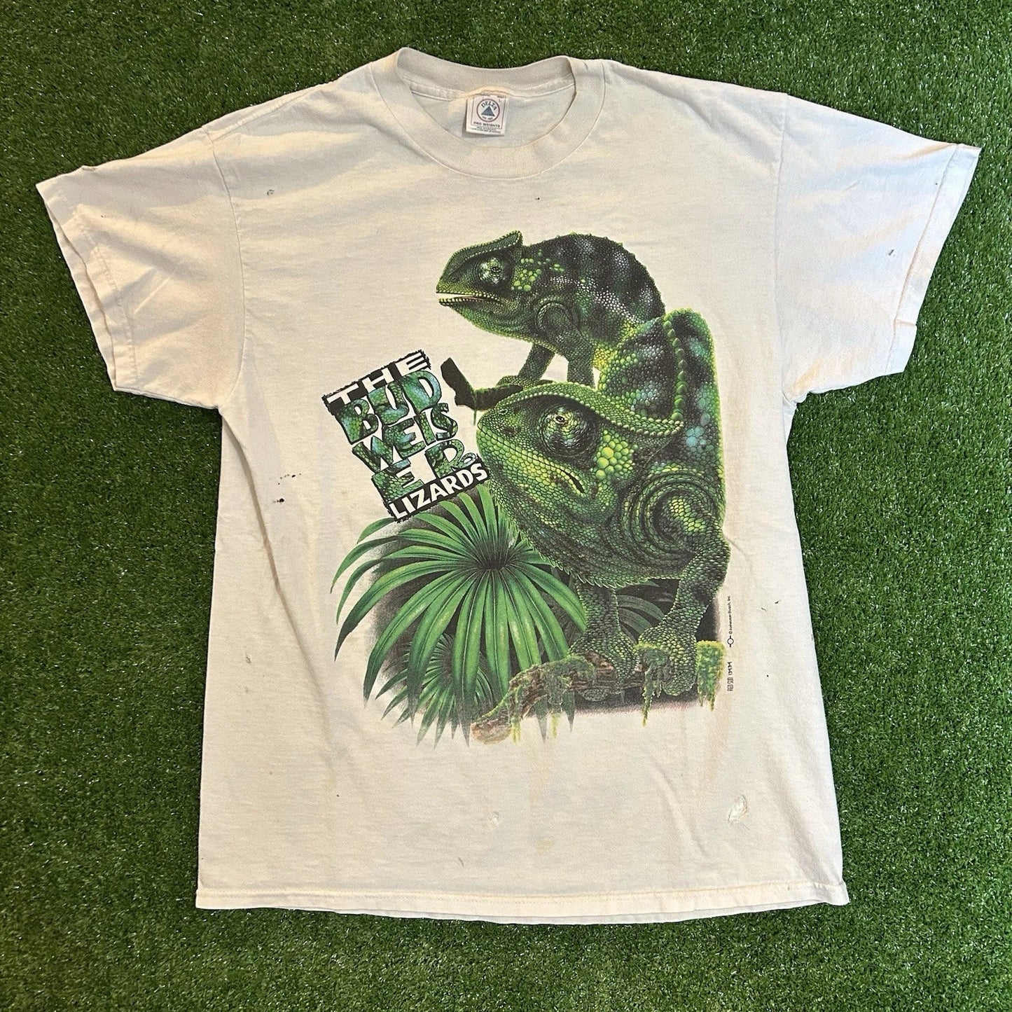 Vintage 90s Budweiser Lizard Large Faded Retro Beer - Adult & Kids T-Shirts, Sweatshirts & Hoodies apparel design preview 1