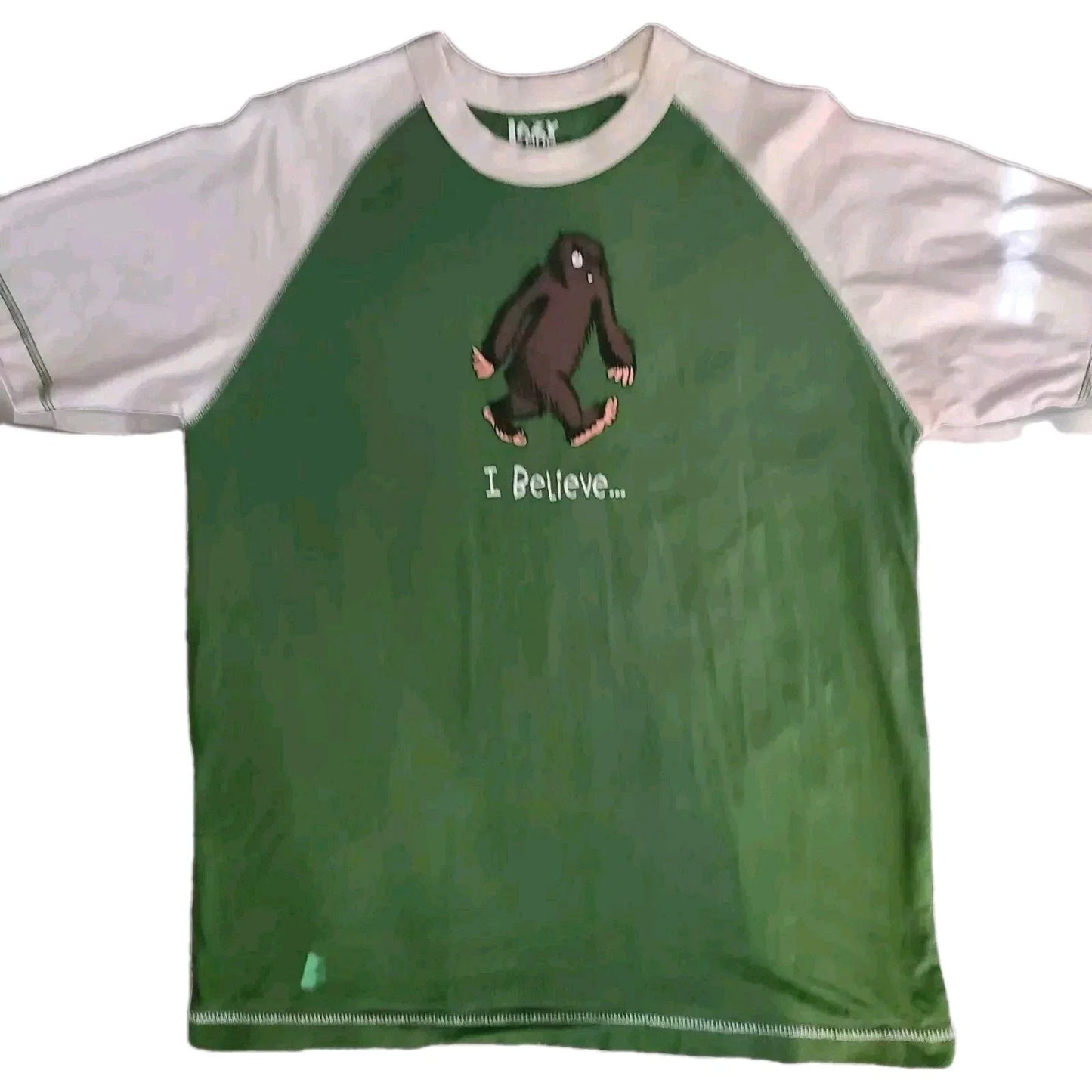 Lazy One I Believe Bigfoot S Ringer Y2k Green - Adult & Kids T-Shirts, Sweatshirts & Hoodies apparel design preview 1