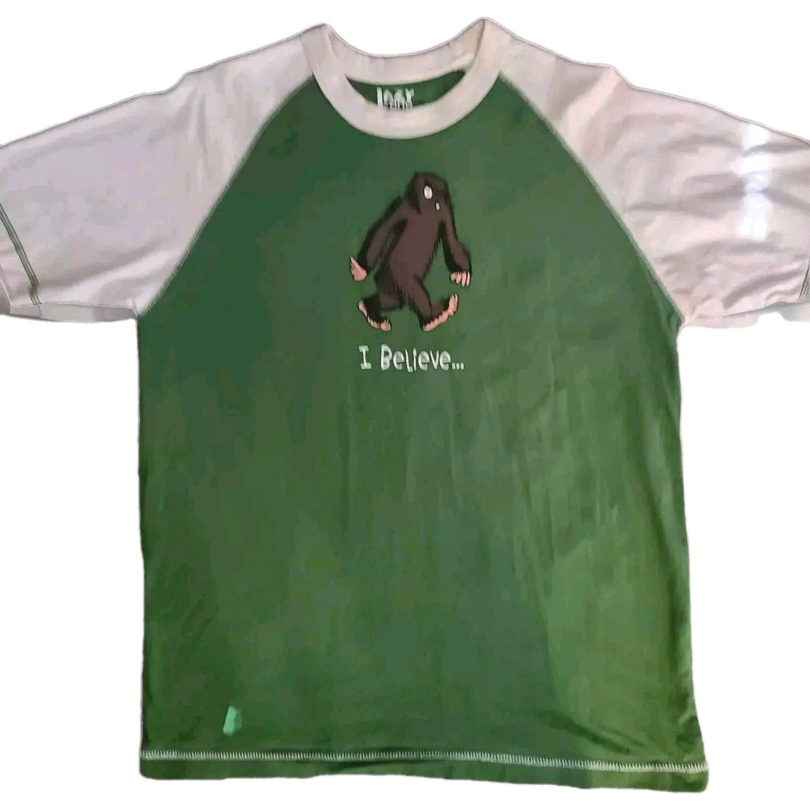Lazy One I Believe Bigfoot S Ringer Y2k Green - Adult & Kids T-Shirts, Sweatshirts & Hoodies apparel design preview 1