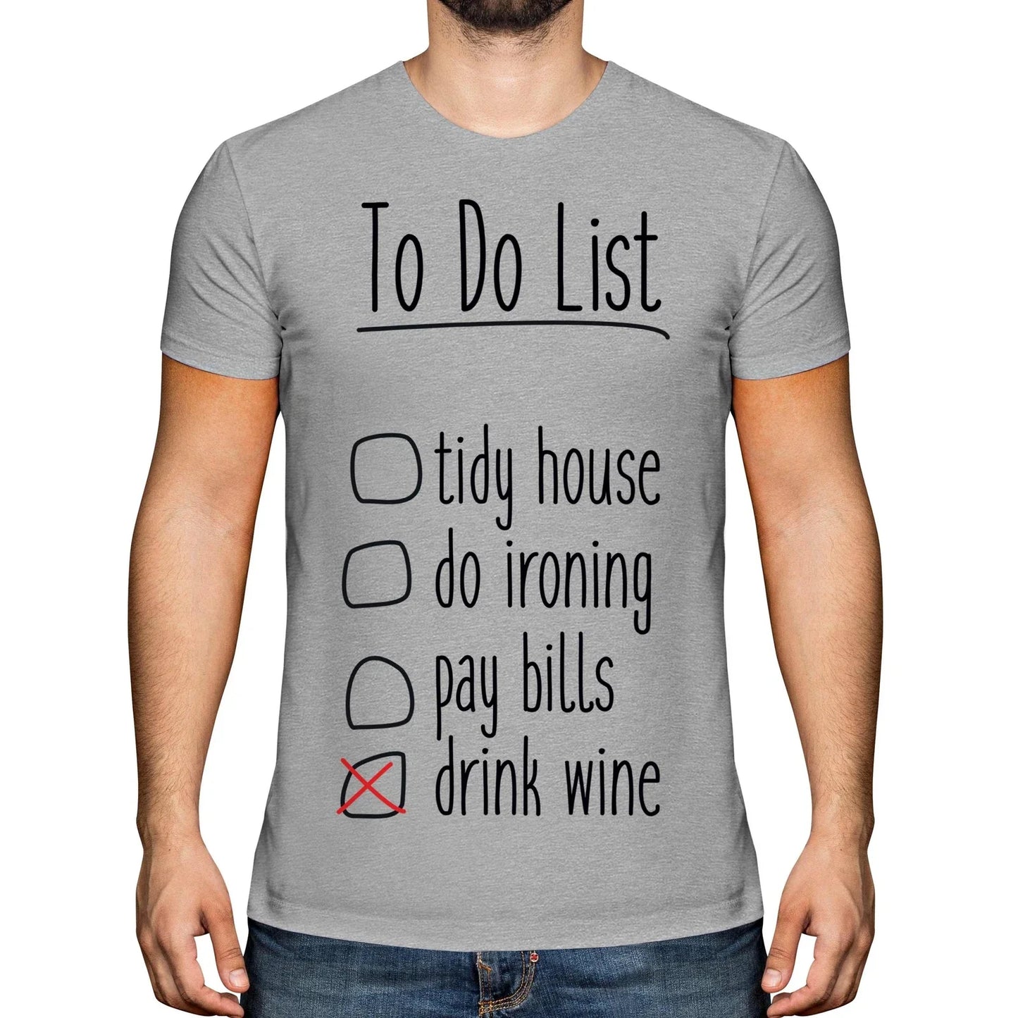 TO DO LIST DRINK WINE MENS TOP GIFT ALCOHOL FUNNY - Adult & Kids T-Shirts, Sweatshirts & Hoodies apparel design preview 1