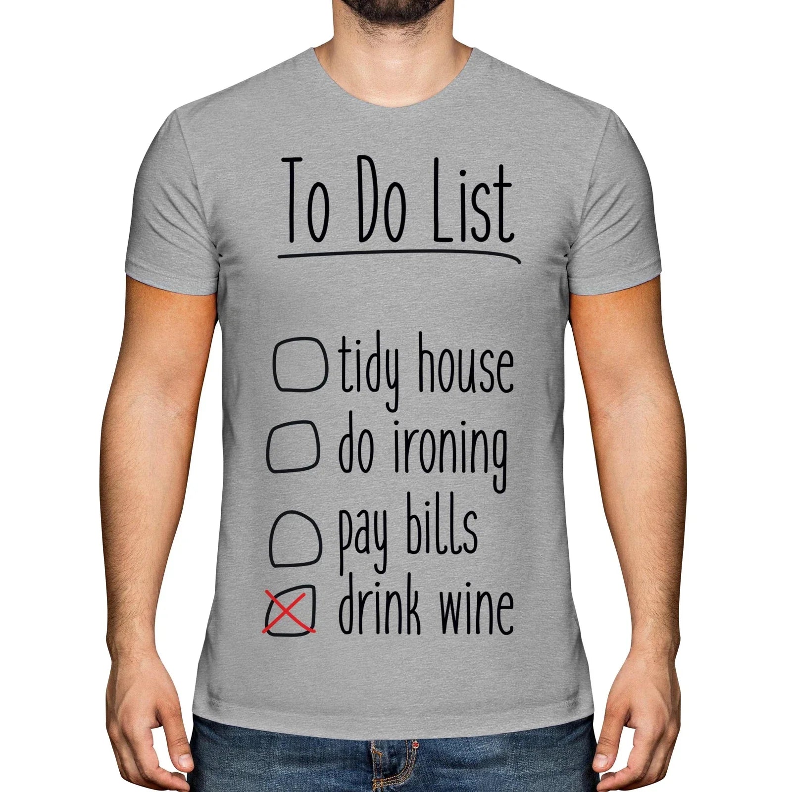 TO DO LIST DRINK WINE MENS TOP GIFT ALCOHOL FUNNY - Adult & Kids T-Shirts, Sweatshirts & Hoodies apparel design preview 1