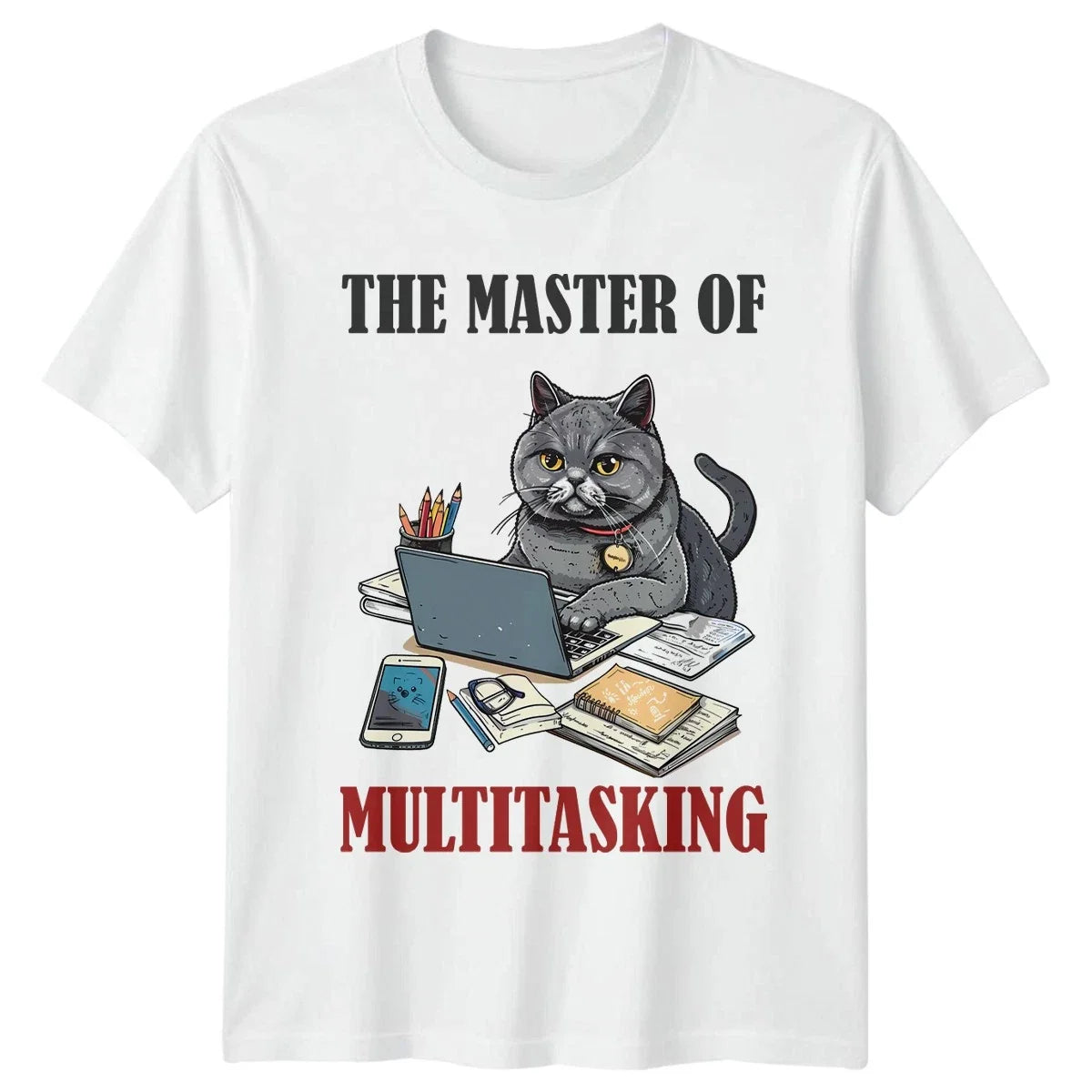The Master Of Multitasking Office Humor Cats Birthday - Adult & Kids T-Shirts, Sweatshirts & Hoodies apparel design preview 1