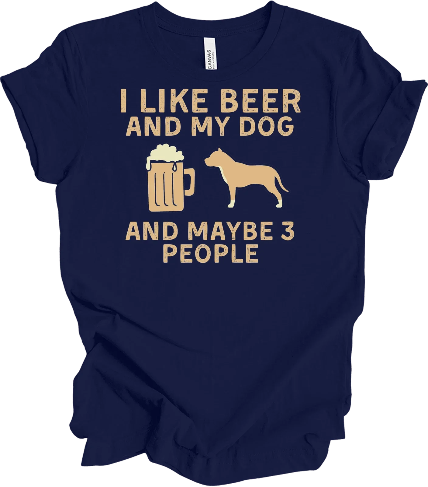 I Like Beer, My Dog Maybe 3 People Funny - Adult & Kids T-Shirts, Sweatshirts & Hoodies apparel design preview 1