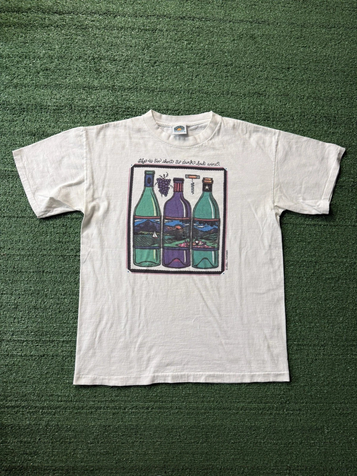 Vintage 90s Single Stich Wine Graphic Made in USA - Adult & Kids T-Shirts, Sweatshirts & Hoodies apparel design preview 1