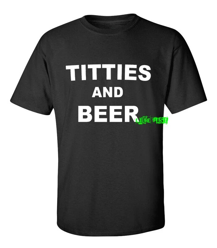 TITTIES AND BEER vintage 70s 80s nostalgia biker - Adult & Kids T-Shirts, Sweatshirts & Hoodies apparel design preview 1