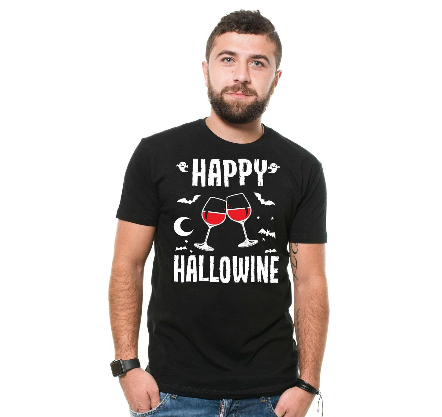 Happy Hallowine Halloween Wine Party Lover Gift - Adult & Kids T-Shirts, Sweatshirts & Hoodies apparel design preview 1