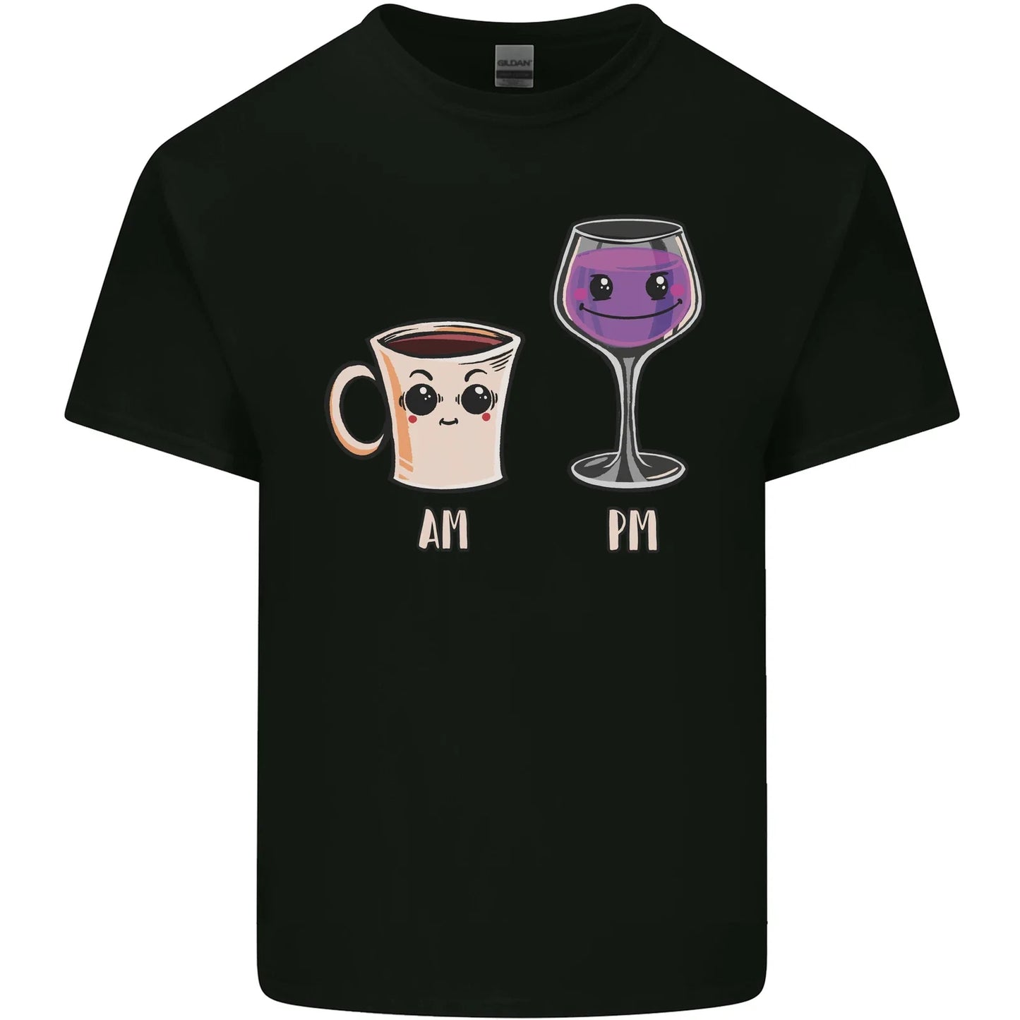 Coffee am Wine pm Funny Alcohol Prosecco Mens Light - Adult & Kids T-Shirts, Sweatshirts & Hoodies apparel design preview 1